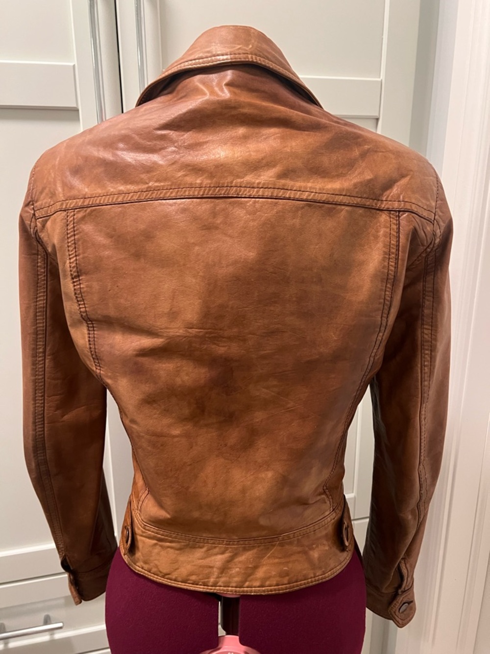 Vintage 1970s BLACK SHEEP 100% Genuine Leather Tailored Canada Moto Jacket Small - Picture 6 of 16